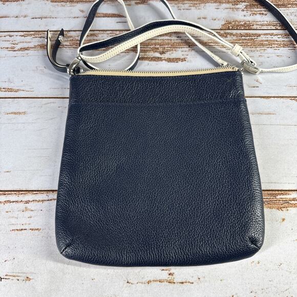 Brighton Seashell Beach Mini Messenger Crossbody Bag Cream/Navy Leather - Picture 3 of 4